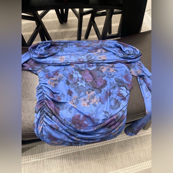 NWT Anthropologie Maeve Aleda Blue Floral Off-Shoulder Top Size L - Picture 3 of 6